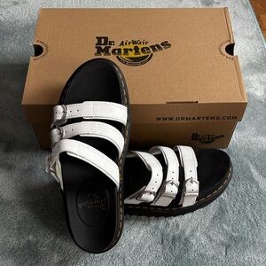 Dr. Martens White Strap Sandals with Black Soles